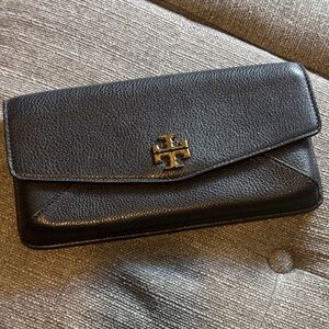 Tory Burch Black Leather Envelope Clutch